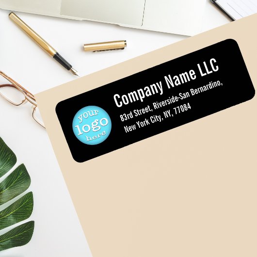 会社のビジネスロゴブラック&ホワイト差出人住所 ラベル