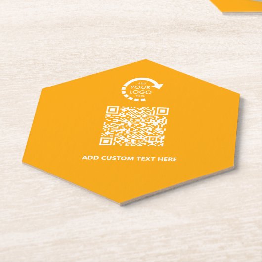 会社のビジネスロゴQRコード |レトロ金ゴールド ペーパーコースター (アングル)