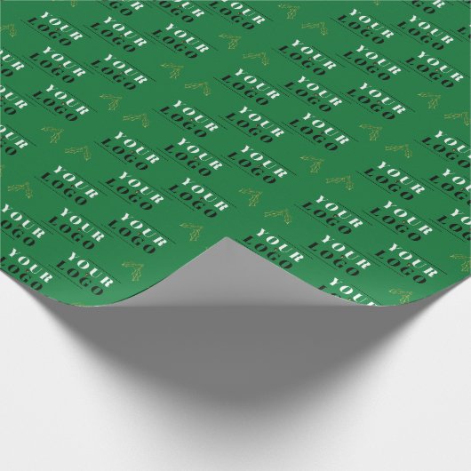 会社のビジネス用緑のクリスマスホリータイルロゴ ラッピングペーパー (角)