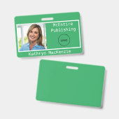 会社のフォトグリーンとホワイトロゴ名 バッジ (正面＆裏面)