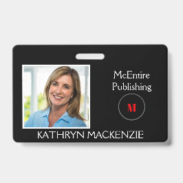 会社のフォトブラックロゴのパーソナライズ名とロゴ バッジ