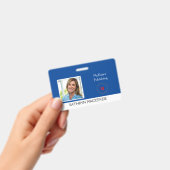 会社のフォトブルーのロゴのパーソナライズ名バッジ バッジ (手持ち)