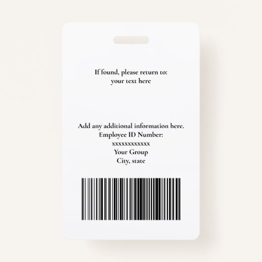 会社のフォトロゴバーコードグリーン バッジ (裏面)