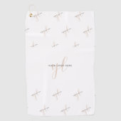 会社のモダンロゴの繰り返しパターンビジネスプロモーション ゴルフタオル (正面)