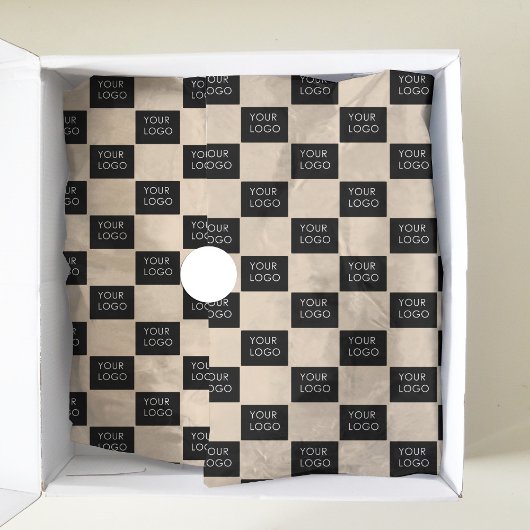 会社のモダンロゴプロモパッケージベージュ 薄葉紙