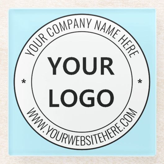 会社のロカスタムゴと文字ガラスコースターの ガラスコースター (正面)