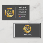 会社のロカスタムゴ金ゴールド（濃い灰色または色）  名刺 (正面/裏面)