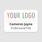 会社のロゴが大きい磁気従業員名タグ 名札 (正面)