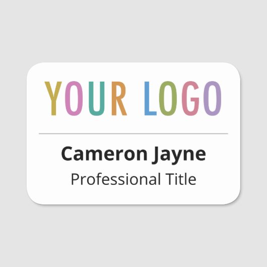 会社のロゴが大きい磁気従業員名タグ 名札 (正面)