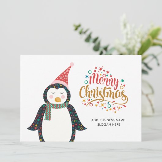 会社のロゴとスローガンのクリスマスの追加 シーズンカード (スタンド正面)