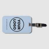 会社のロゴとビジネスWebサイトのライトブルー ラゲッジタグ (正面横)