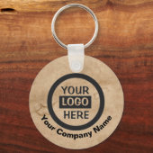 会社のロゴと会社名 | 茶色の背景 キーホルダー (裏面)
