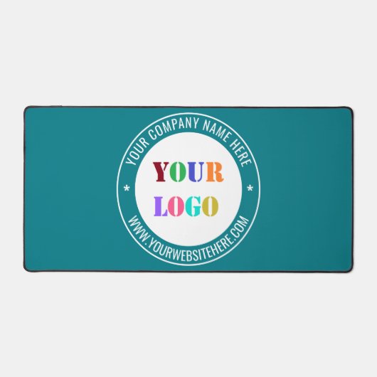 会社のロゴと文字の色カスタム付き デスクマット (正面)