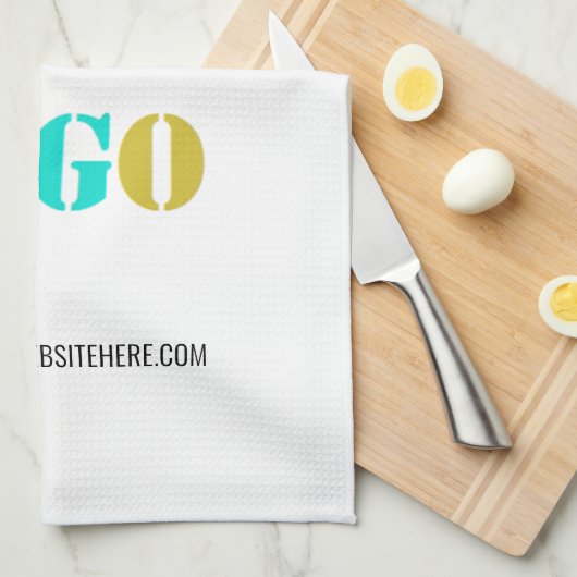 会社のロゴと文字カスタムキッチンタオル キッチンタオル (四つ折り)