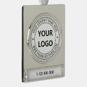 会社のロゴと文字クリスマスオーナメントテンプレート シルバープレートバナーオーナメント (右)