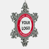 会社のロゴと文字クリスマスオーナメントテンプレート スノーフレークピューターオーナメント (左)