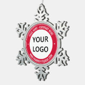 会社のロゴと文字クリスマスオーナメントテンプレート スノーフレークピューターオーナメント (右)