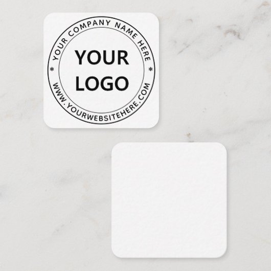 会社のロゴと文字スタンプ名刺テンプレート スクエア名刺 (正面/裏面)