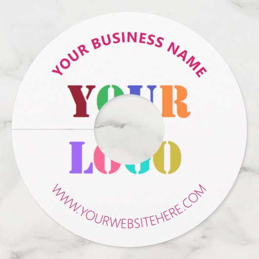 会社のロゴと文字ワイングラスラベルテンプレート ワイングラスタグ (正面)