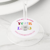 会社のロゴと文字ワイングラスラベルテンプレート ワイングラスタグ (クローズアップ)