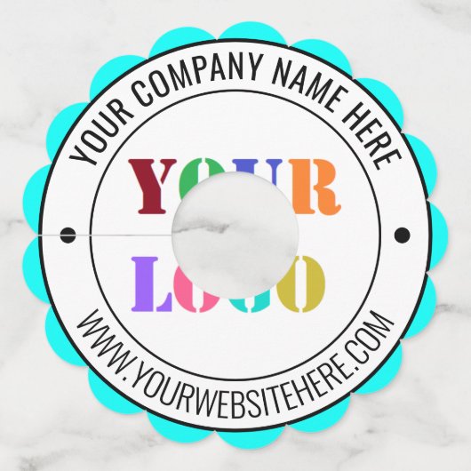 会社のロゴと文字ワイングラスラベルテンプレート ワイングラスタグ (正面)