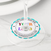 会社のロゴと文字ワイングラスラベルテンプレート ワイングラスタグ (クローズアップ)