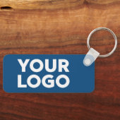 会社のロゴと文字企業のスワッグ青 キーホルダー (正面)