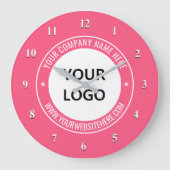 会社のロゴと文字時計のテンプレートあなたの色 ラージ壁時計 (正面)