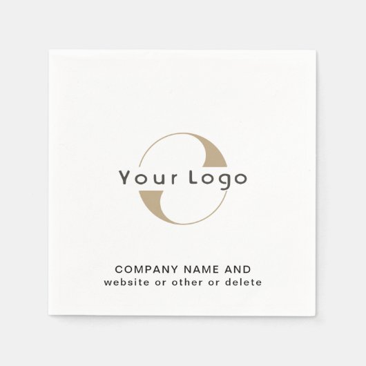 会社のロゴと文字、クリーンミニマルブランドビジネス スタンダードカクテルナプキン (正面)