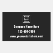 会社のロゴと連絡黒と白の情報 長方形シール (正面)