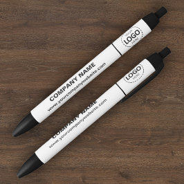 会社のロゴとWebサイトホワイトペン 青ボールペン