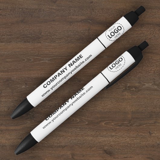 会社のロゴとWebサイトホワイトペン 青ボールペン