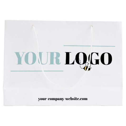 会社のロゴとWebサイト-カスタムの宣伝 ラージペーパーバッグ (裏面)