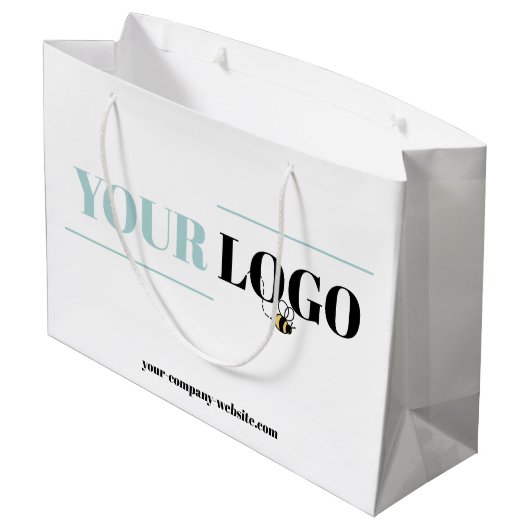 会社のロゴとWebサイト-カスタムの宣伝 ラージペーパーバッグ (裏面アングル)
