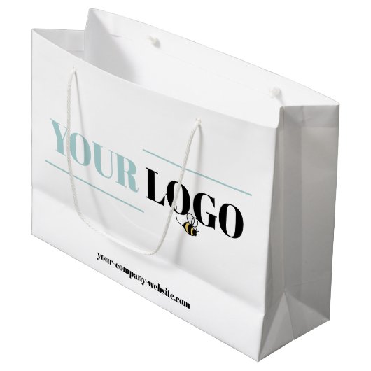 会社のロゴとWebサイト-カスタムの宣伝 ラージペーパーバッグ (正面アングル)