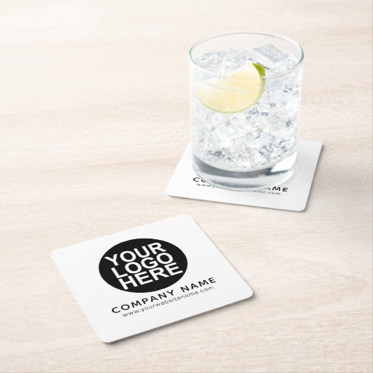 会社のロゴのアップロード スクエアペーパーコースター (インサイチュ)