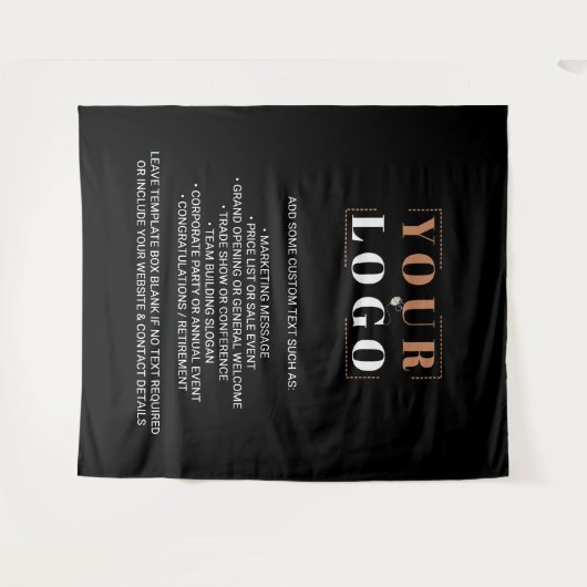 会社のロゴのブランドブラッカスタムクの背景を追加 タペストリー (正面(横))