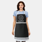 会社のロゴのプロモーションブラック&ホワイト エプロン (着用した状態)