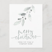 会社のロゴのミニマル葉リストのクリスマス ポストカード (正面)