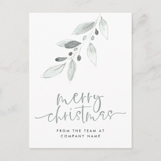 会社のロゴのミニマル葉リストのクリスマス ポストカード (正面)