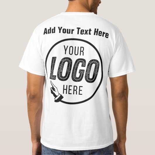会社のロゴの写真イメージの追加カスタム方法 Tシャツ (裏面)