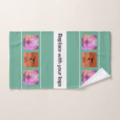 会社のロゴの写真コラージンググリーンホワイト ハンドタオル (ハンドタオル)