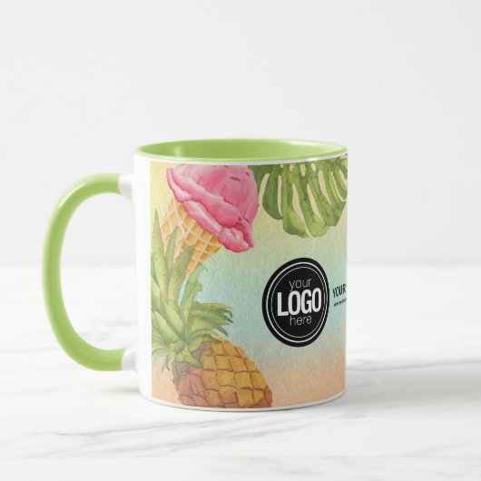 会社のロゴの水の色のアイスクリームをパーソナライズ マグカップ (左)