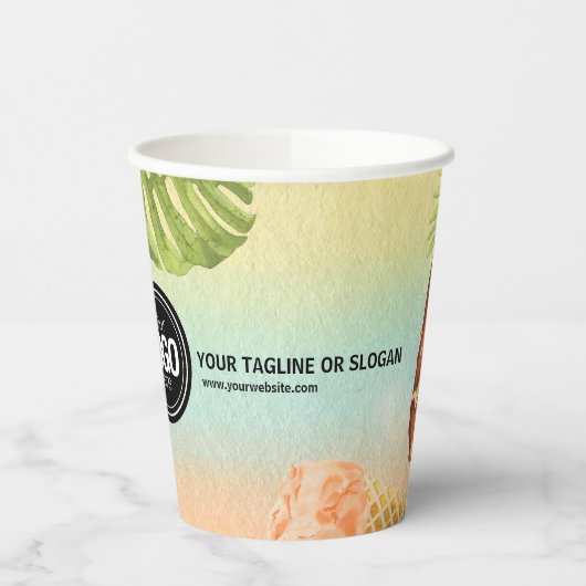 会社のロゴの水の色のアイスクリームをパーソナライズ 紙コップ (左)