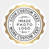 会社のロゴの縁ど波状金フェイク印シール ラウンドシール (正面)