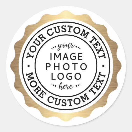 会社のロゴの縁ど波状金フェイク印シール ラウンドシール (正面)