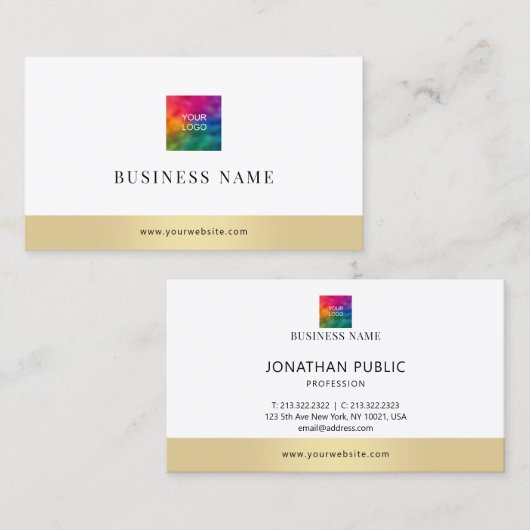 会社のロゴの追加モダン金ゴールド 名刺 (正面/裏面)