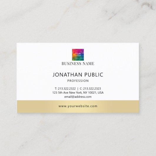 会社のロゴの追加モダン金ゴールド 名刺 (裏面)