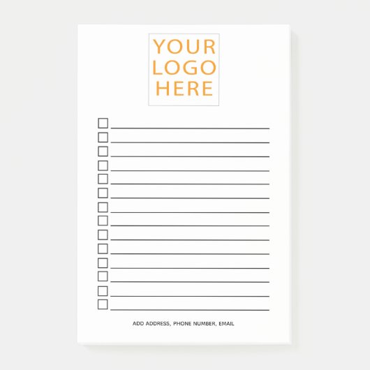 会社のロゴはこちらパーソナライズされたビジネスチェックリスト ポストイット (正面)