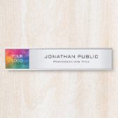 会社のロゴはこちらモダンSilver サインプレート (正面)